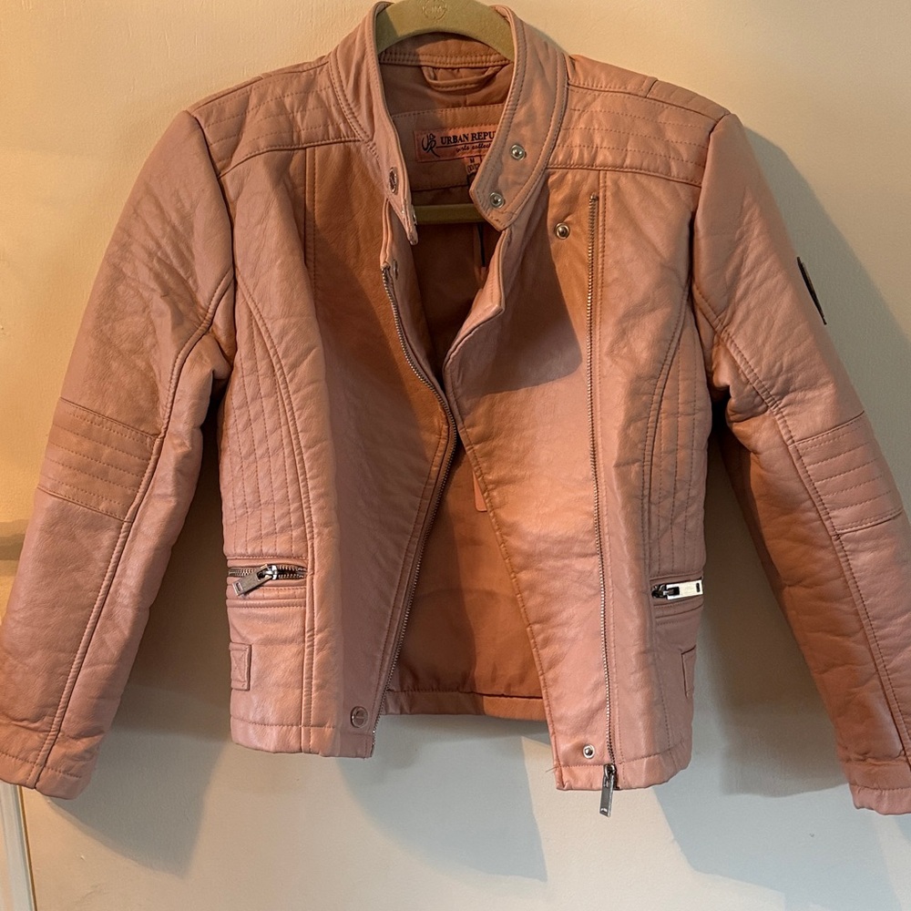 Urban Republic Blush Quilted Moto-Style Leather Jacket